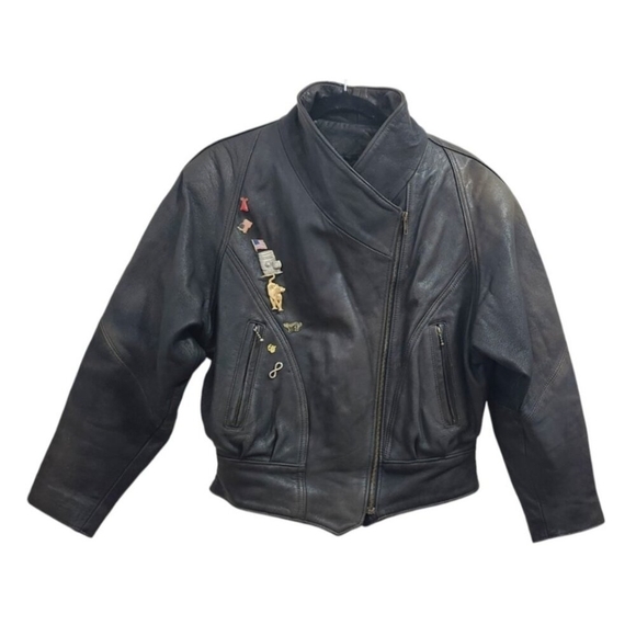 Vintage Black Hills Riding Gear Leather Motorcycle Jacket Women’s Size S - Picture 3 of 16